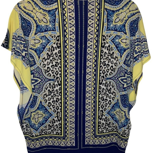 Chico's Top Women's Size 0 (4) Liquid Knit Flutter Paisley Soft Power Feminine - Picture 2 of 7